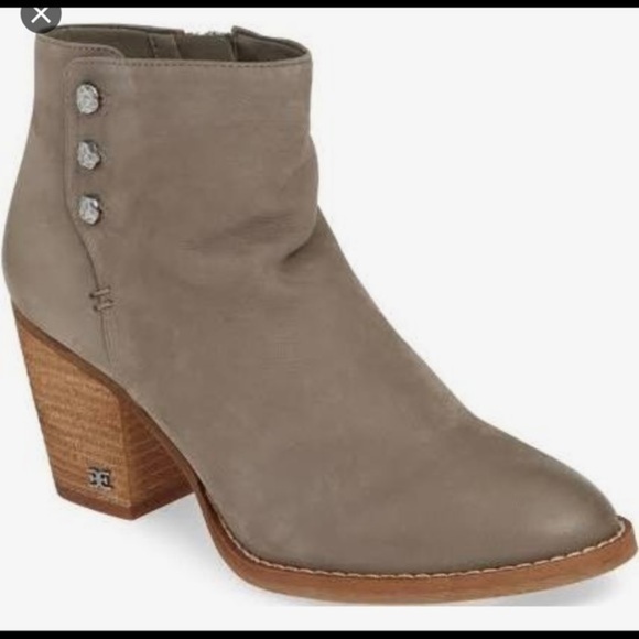 COPY - Sam Edelman Mariella  soft gray leather bootie with zipper on the side - Picture 1 of 9